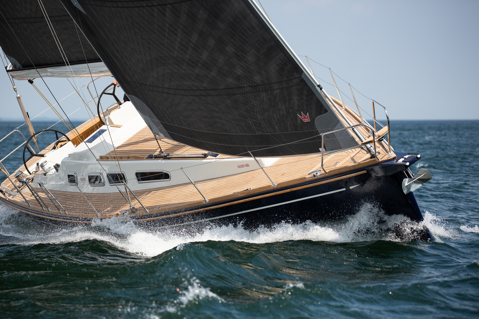 A brand new Faurby 460 sailing